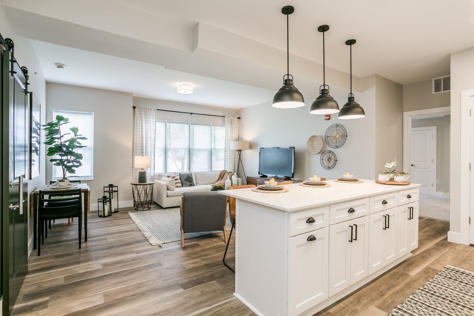 Bright open-concept kitchen and living room