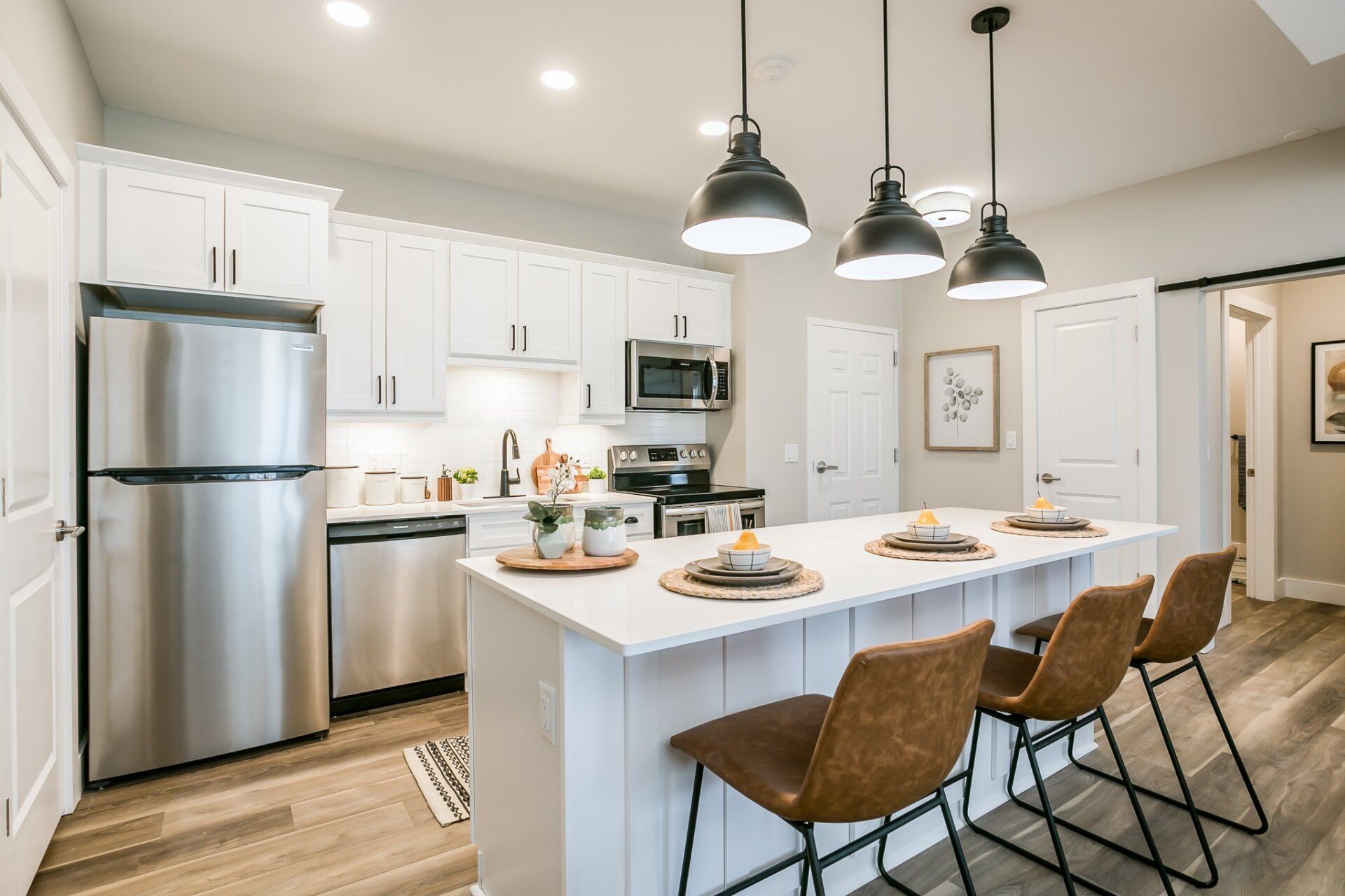 Kitchen with stainless steel appliances