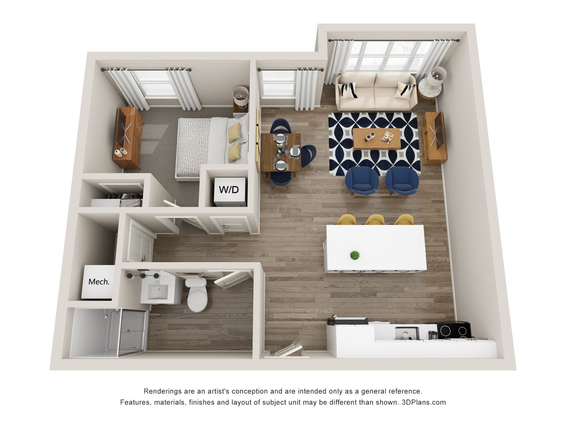 1-bedroom floorplan