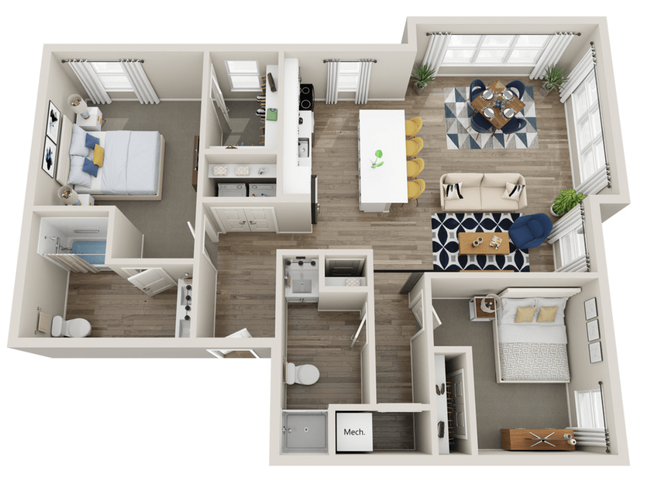 Unit C 2-bedroom floorplan