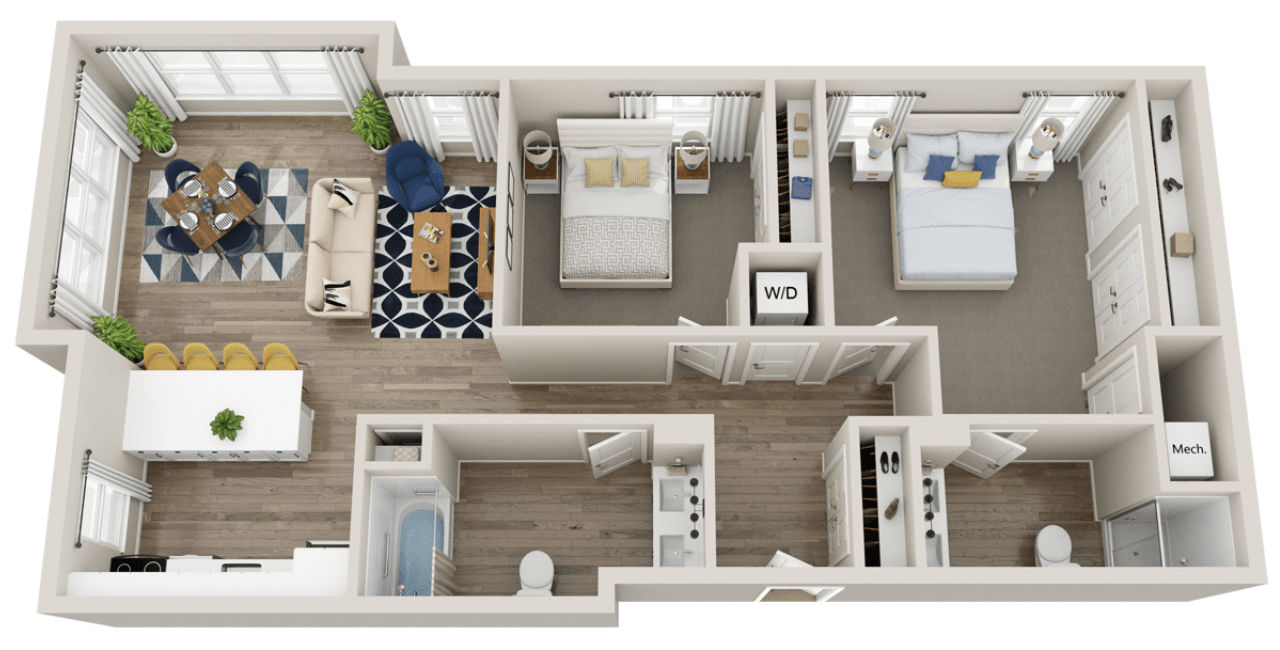 Unit G 2-bedroom floorplan