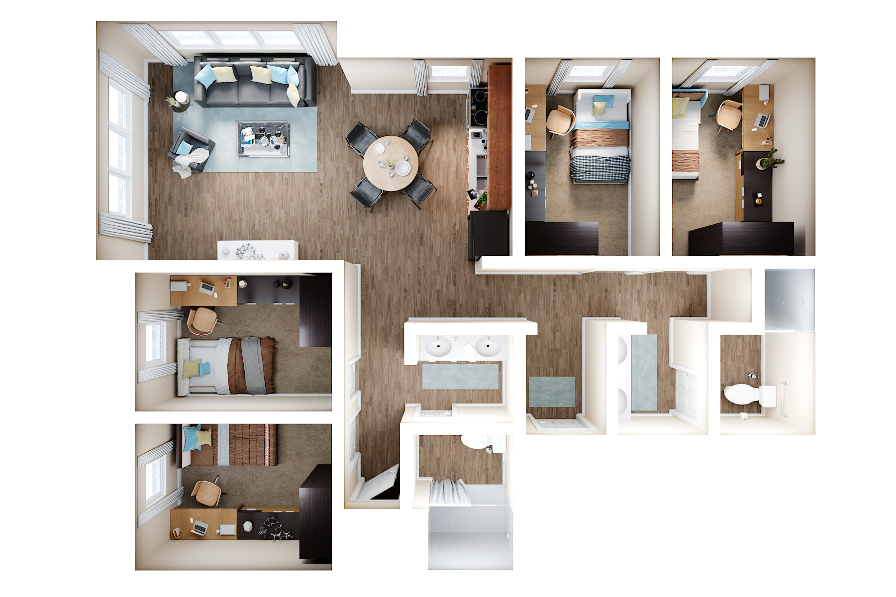 Enclave at Brockport 4-Bedroom Student Housing Floorplan