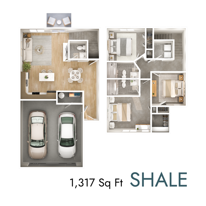 Shale floor plan with 1,317 square feet