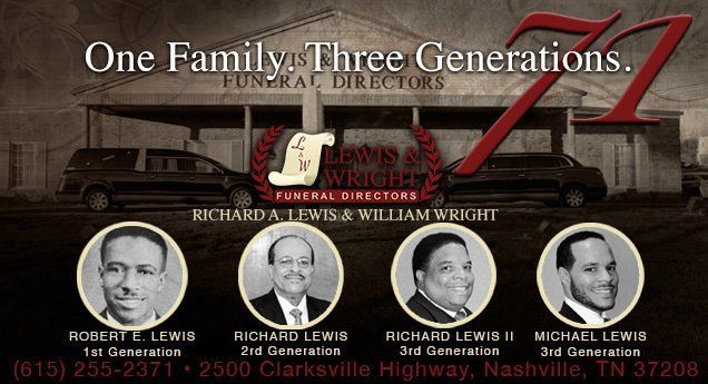 an advertisement for lewis & wright funeral directors