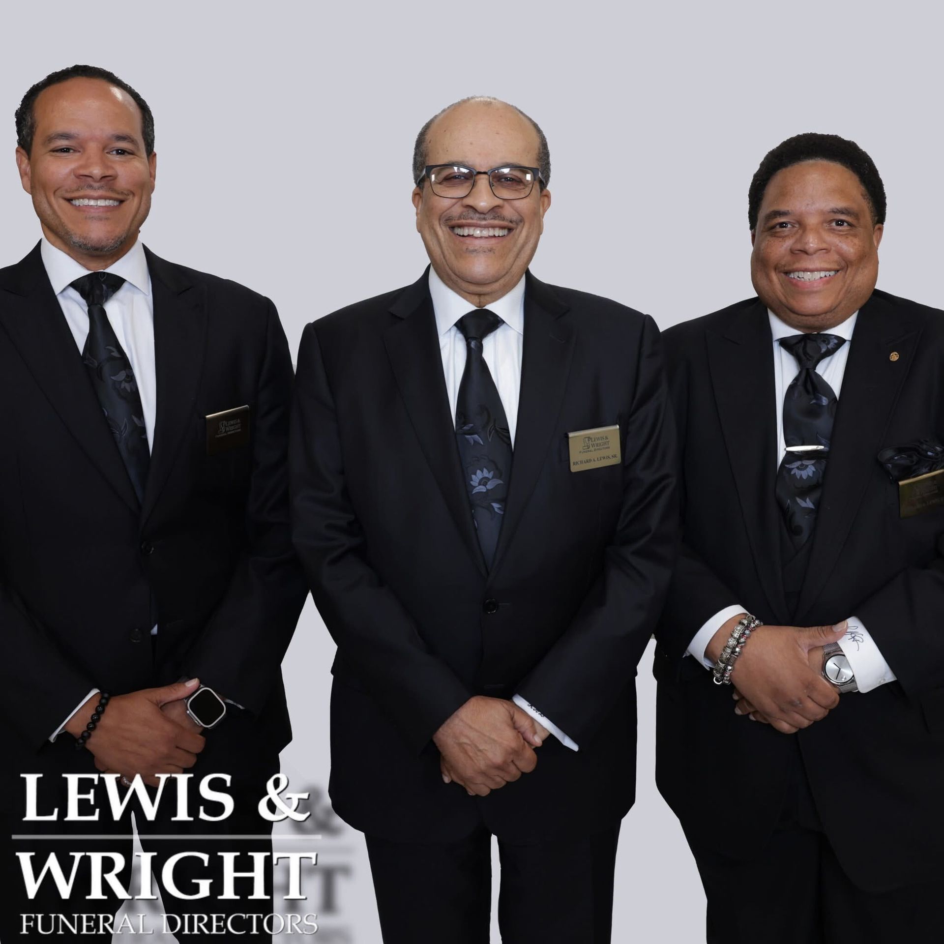 Photo from left to right of Richard Lewis II, Richard Lewis and Michael Lewis with Lewis & Wright Funeral Directors