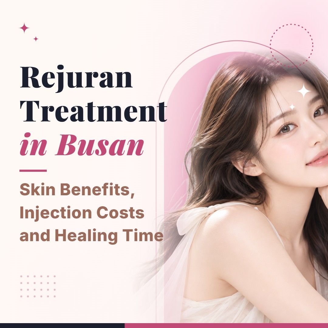 Blog cover image for Rejuran Treatment in Busan: Skin Benefits, Injection Costs and Healing Time with a model portrait on a soft pink background