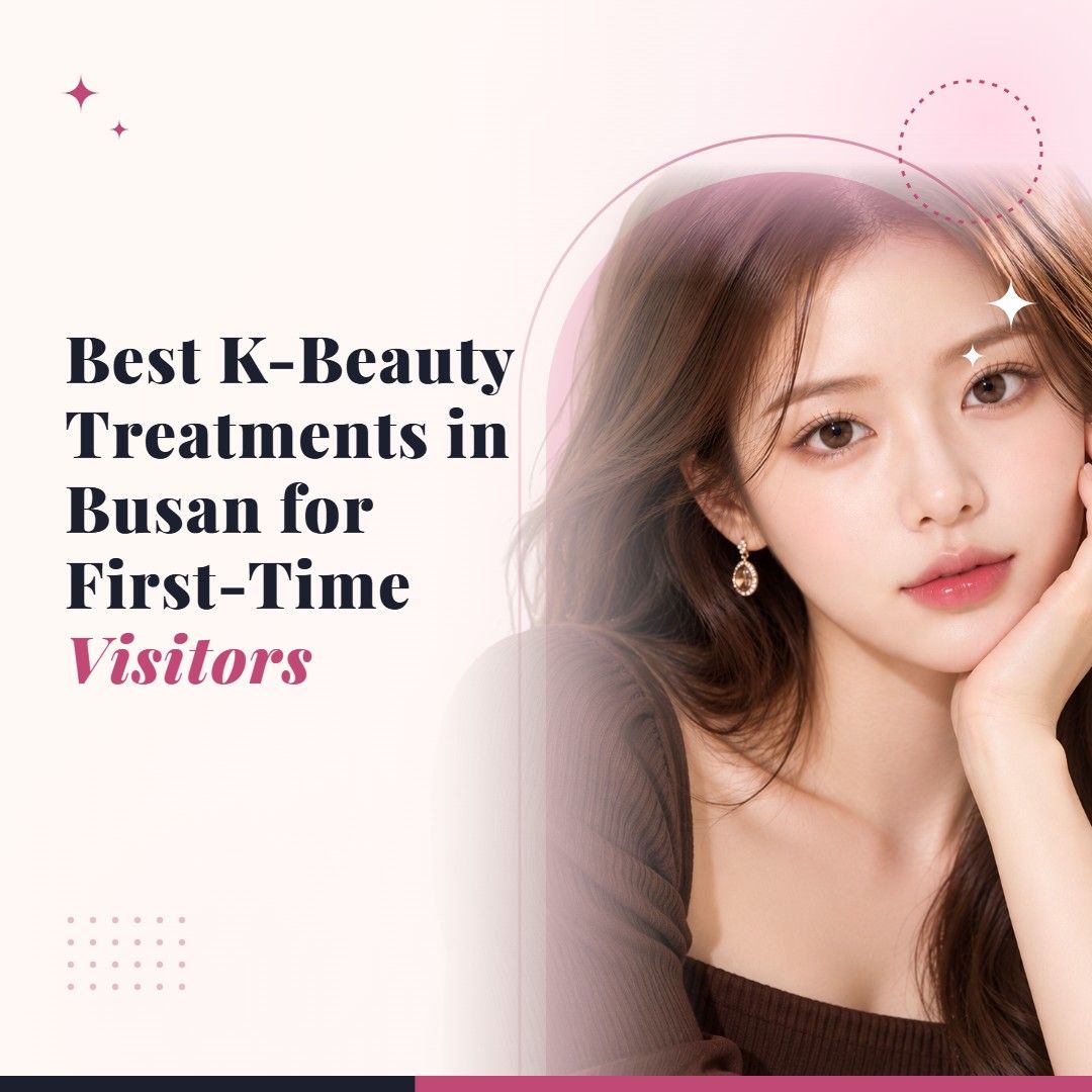 Blog cover image for Best K-Beauty Treatments in Busan for First-Time Visitors with a model portrait on a soft pink background
