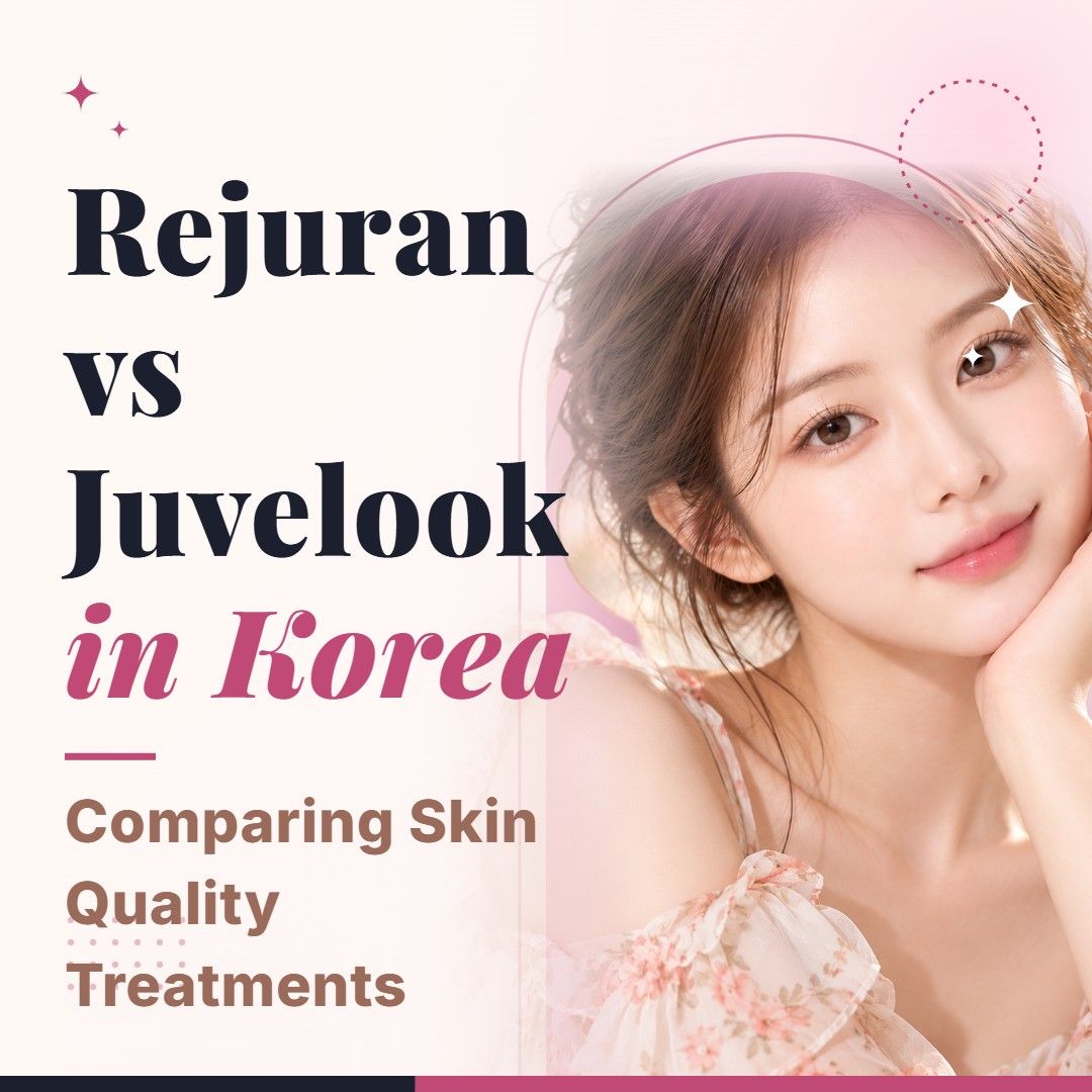 Blog cover image for Rejuran vs Juvelook in Korea: Comparing Skin Quality Treatments with a model portrait on a soft pink background
