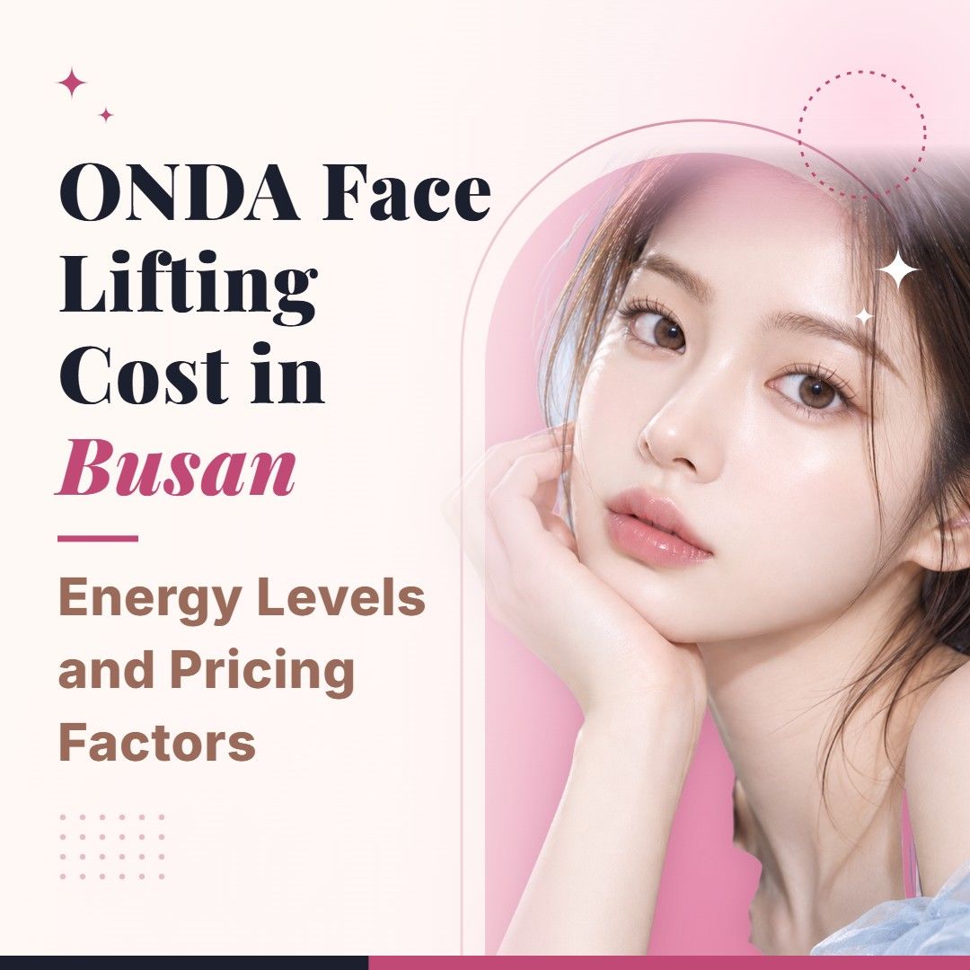 Blog cover image for ONDA Face Lifting Cost in Busan: Energy Levels and Pricing Factors with a model portrait on a soft pink background