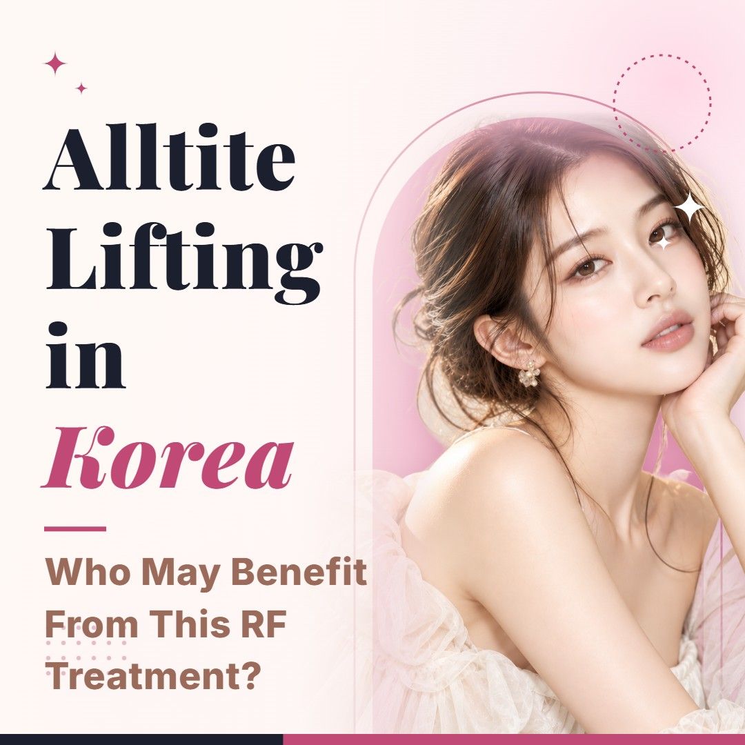 Blog cover image for Alltite Lifting in Korea: Who May Benefit From This RF Treatment? with a model portrait on a soft pink background