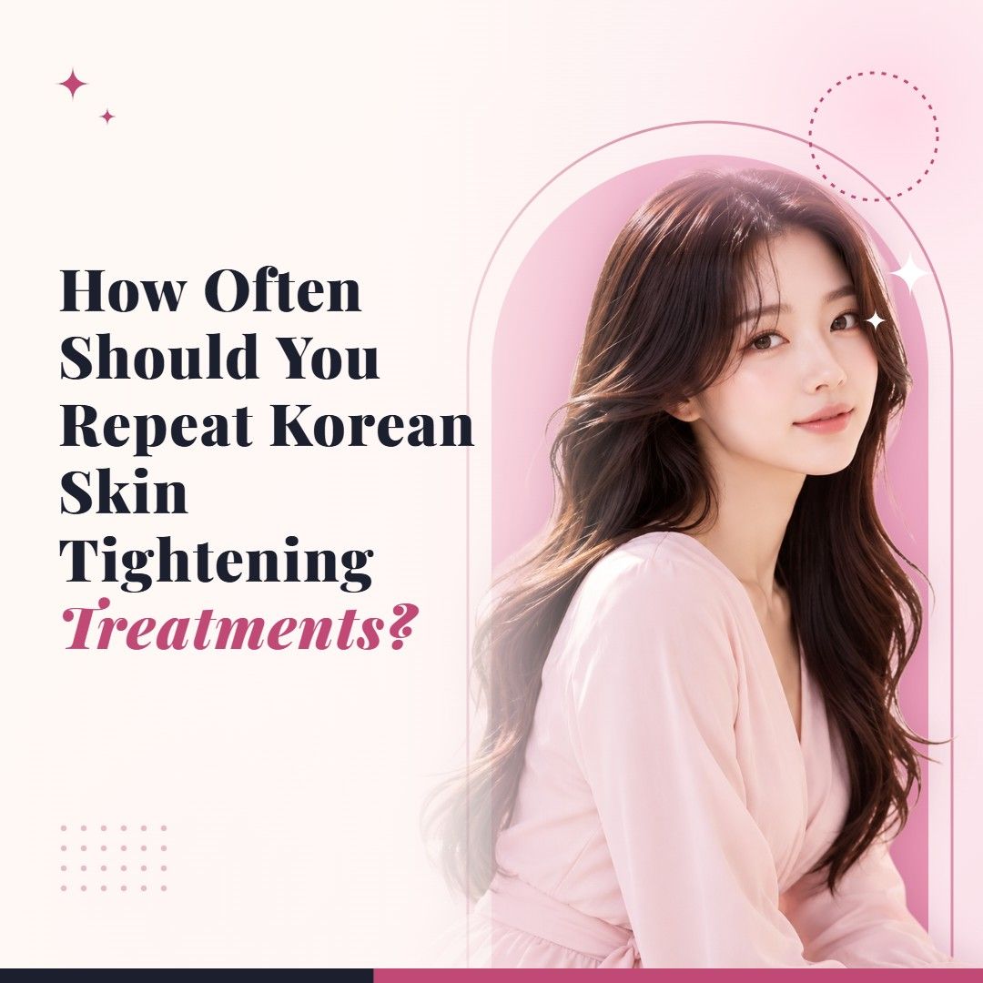 Blog cover image for How Often Should You Repeat Korean Skin Tightening Treatments? with a model portrait on a soft pink background