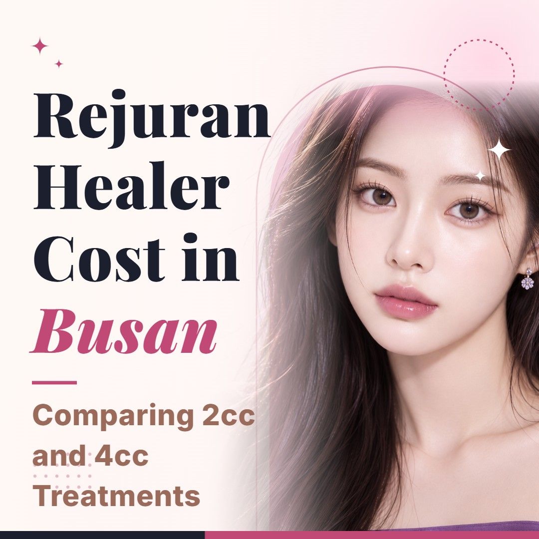 Blog cover image for Rejuran Healer Cost in Busan: Comparing 2cc and 4cc Treatments with a model portrait on a soft pink background