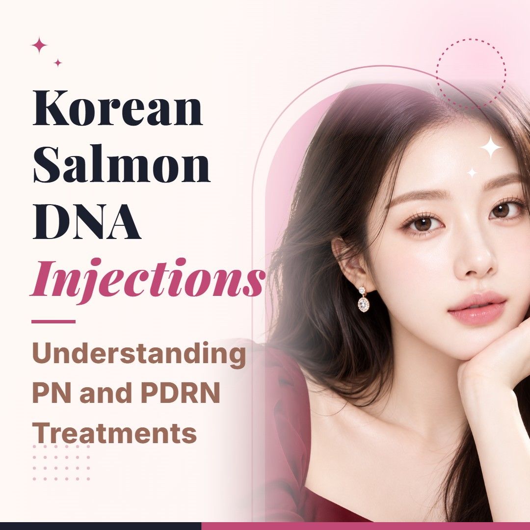 Blog cover image for Korean Salmon DNA Injections: Understanding PN and PDRN Treatments with a model portrait on a soft pink background