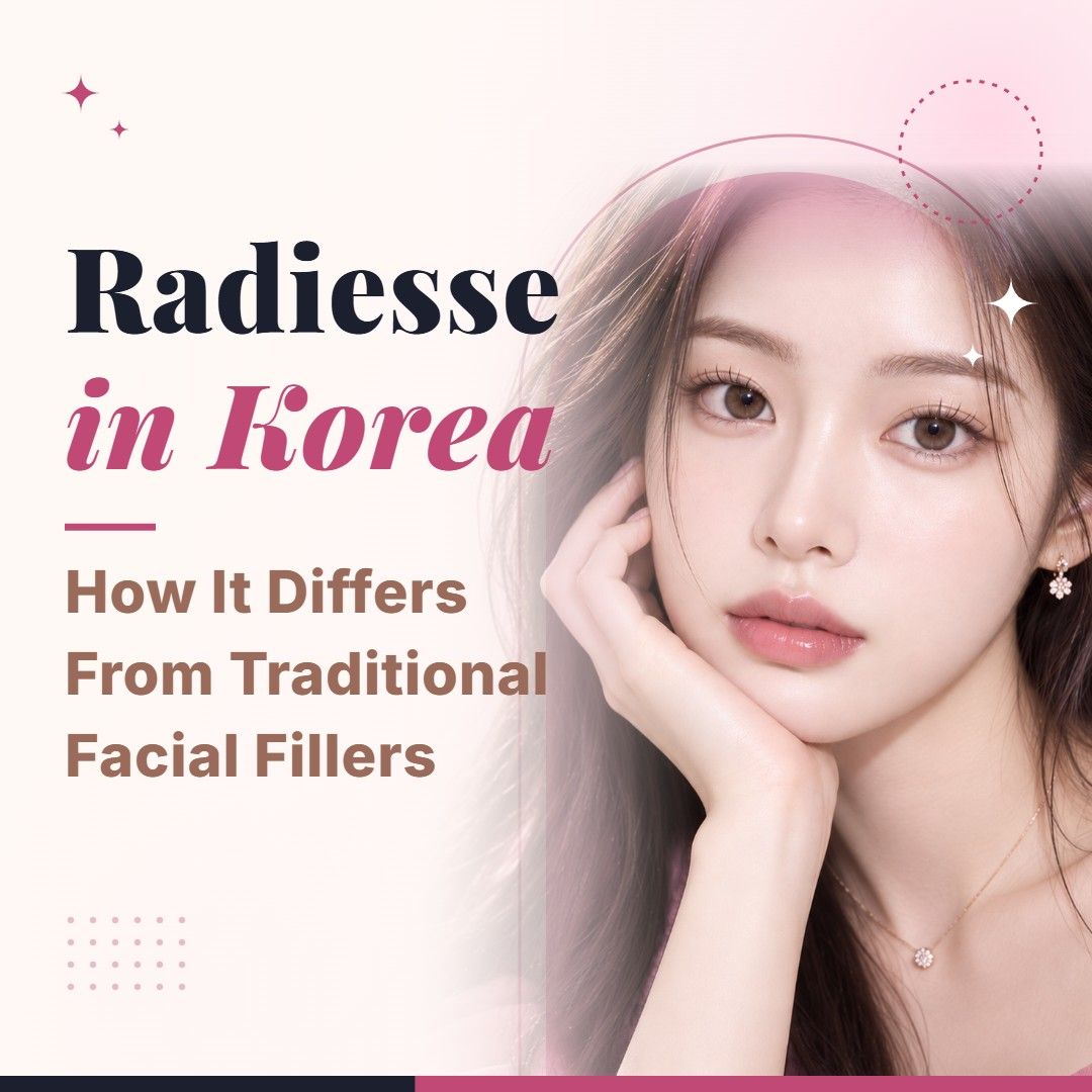 Blog cover image for Radiesse in Korea: How It Differs From Traditional Facial Fillers with a model portrait on a soft pink background