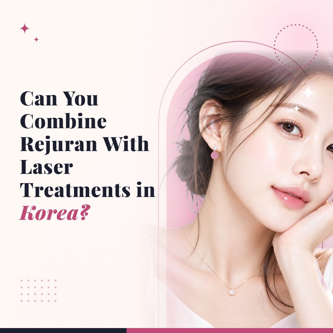 Blog cover image for Can You Combine Rejuran With Laser Treatments in Korea? with a model portrait on a soft pink background