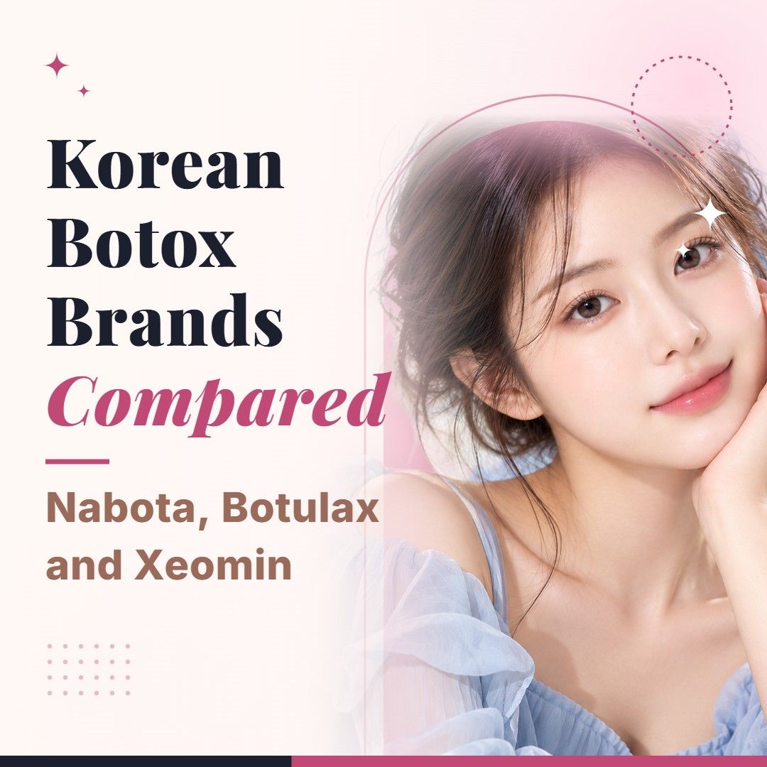 Blog cover image for Korean Botox Brands Compared: Nabota, Botulax and Xeomin with a model portrait on a soft pink background