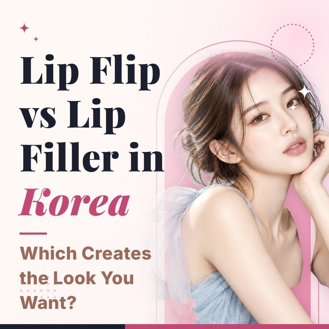 Blog cover image for Lip Flip vs Lip Filler in Korea: Which Creates the Look You Want? with a model portrait on a soft pink background