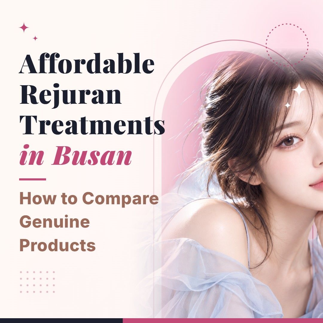 Blog cover image for Affordable Rejuran Treatments in Busan: How to Compare Genuine Products with a model portrait on a soft pink background