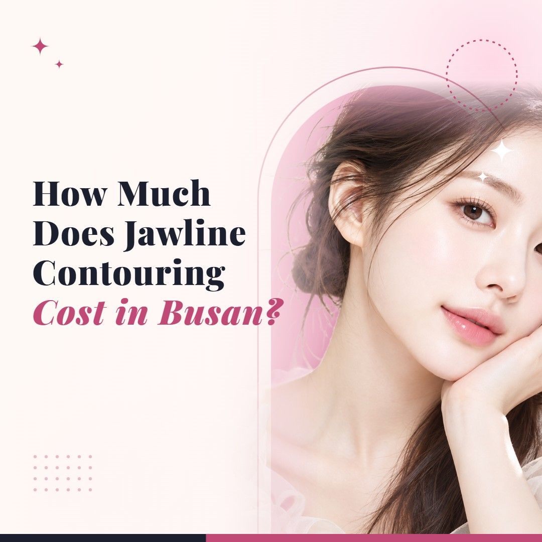 Blog cover image for How Much Does Jawline Contouring Cost in Busan? with a model portrait on a soft pink background