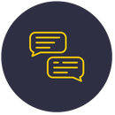 There are two speech bubbles in a circle.