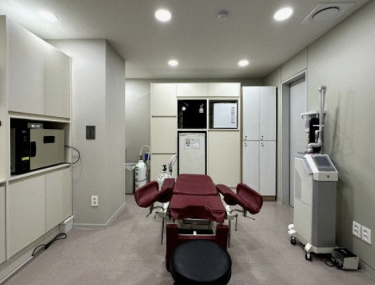 Private gynecology treatment room with laser equipment