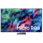 Micro RGB TV displaying a colorful abstract screen with the text “Micro RGB”
