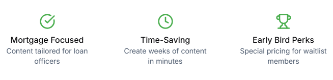 A mortgage focused content tailored for loan officers time saving create weeks of 