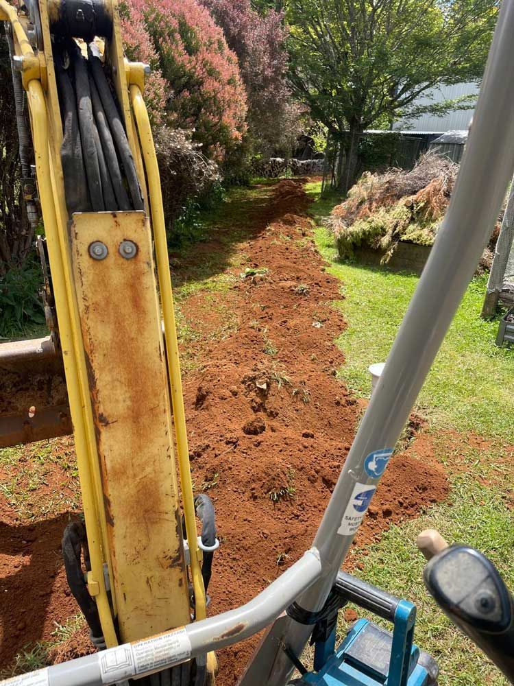 Using an Excavator to dig Residential — About Time Plumbing & Civil Construction in Moss Vale, NSW