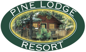Back to Home Page Pine lodge resort logo with a log cabin in the background
