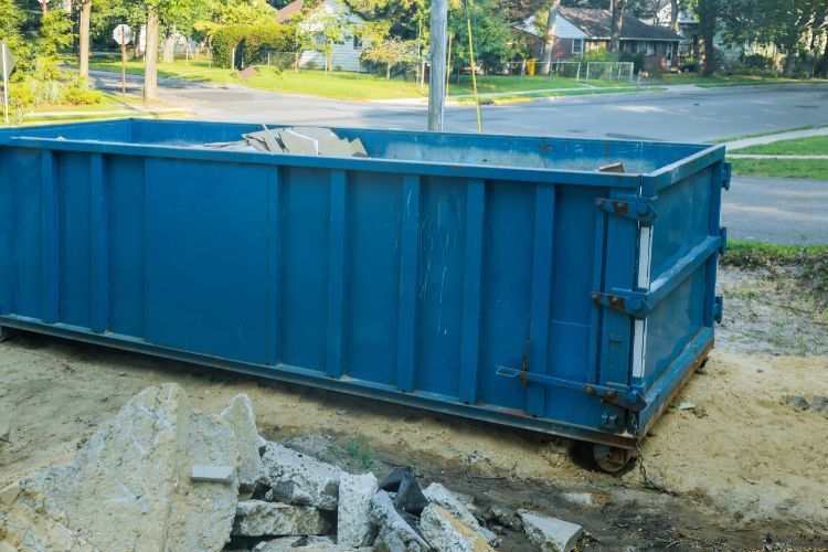 blue dumpster