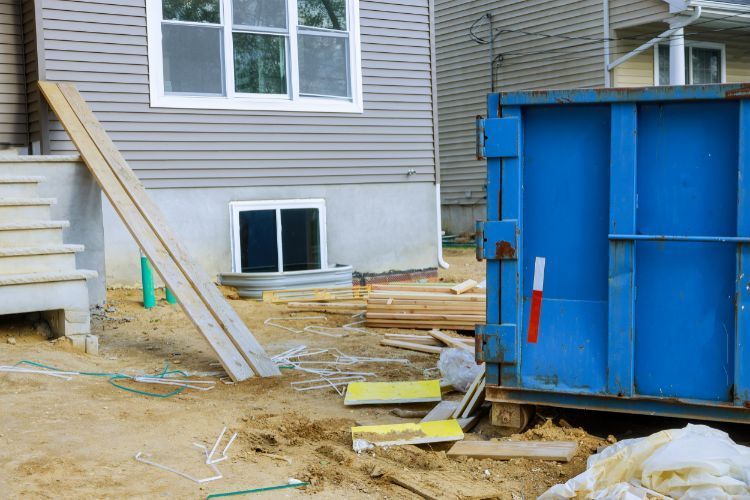dumpster in a construction site