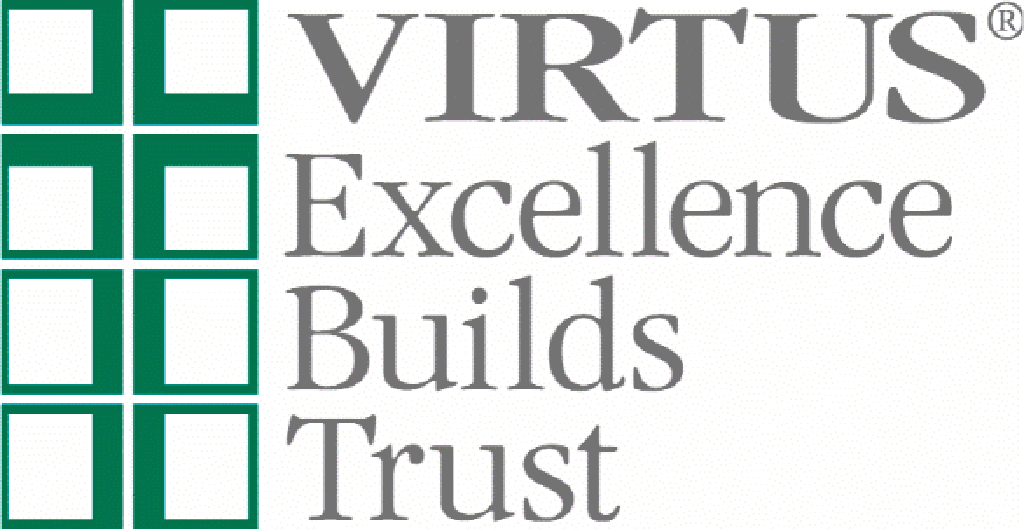 VIRTUS logo with green square grid and gray text: “Excellence Builds Trust”