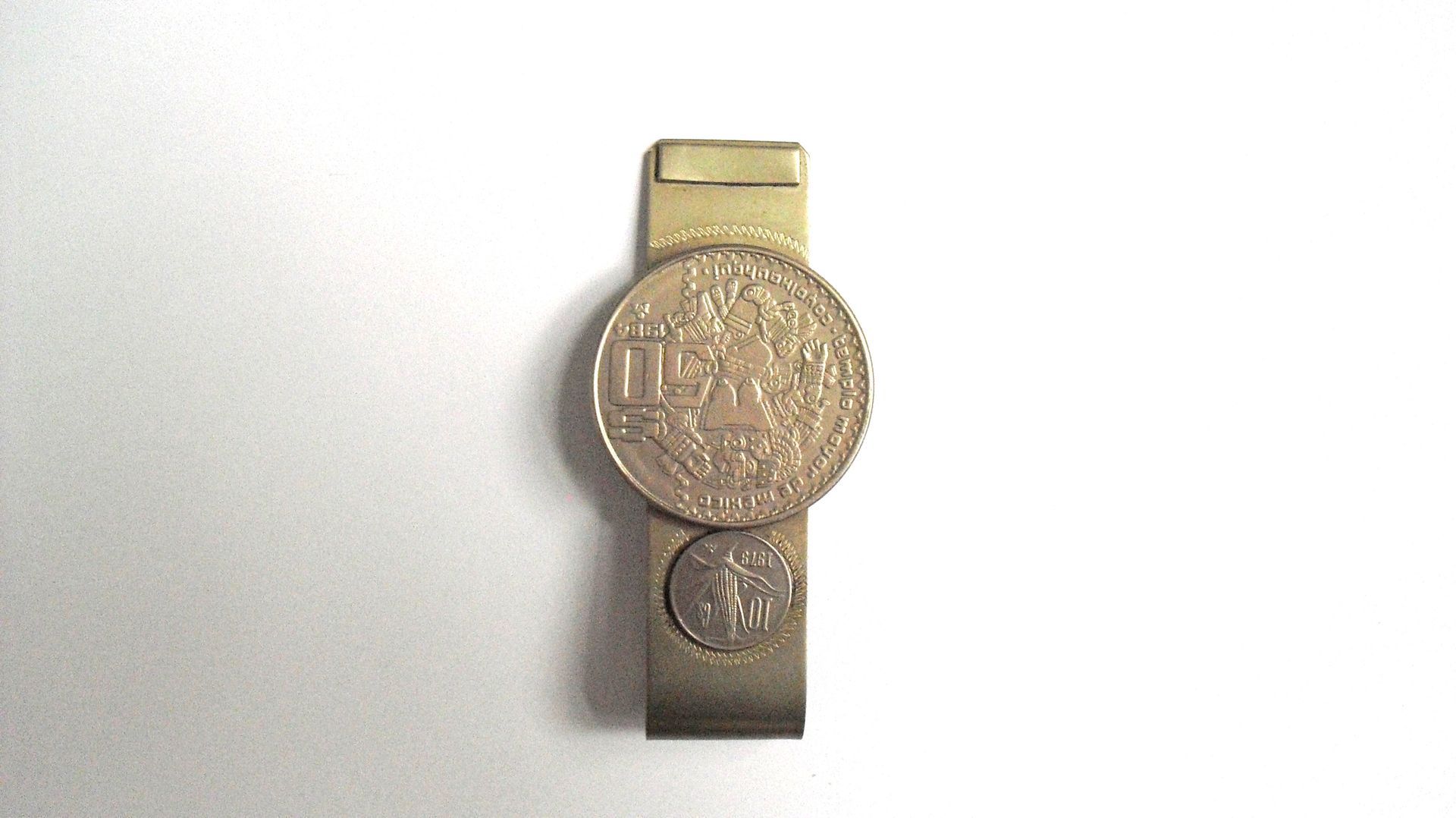 Vintage bankbiljet houder met 2 munten