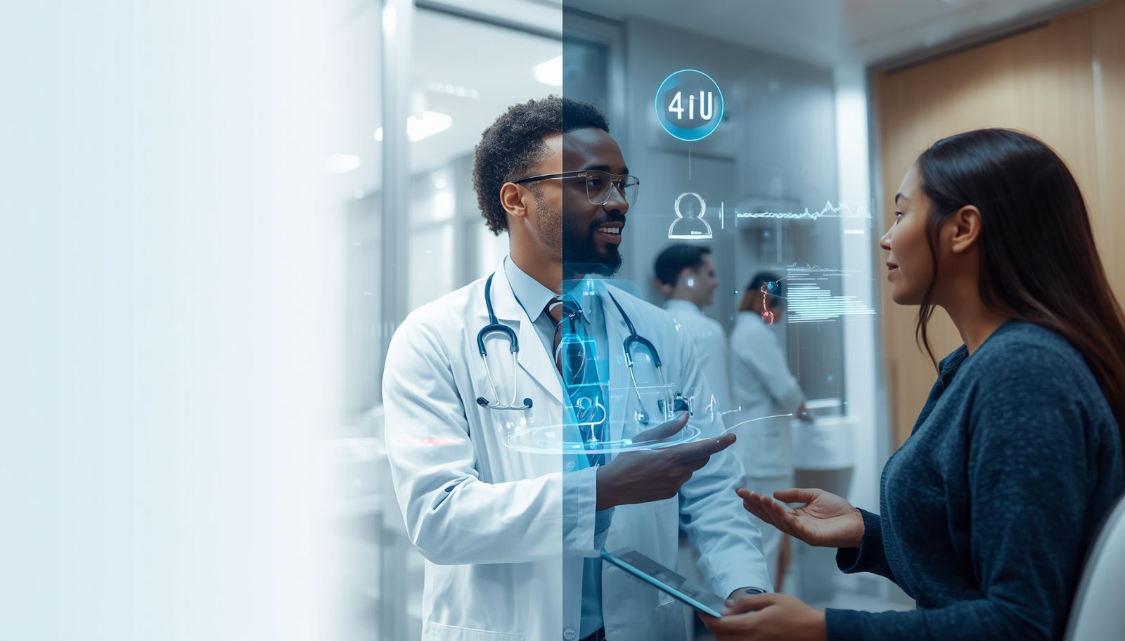 Physician focusing on patient care while AI Medical Scribe automates clinical documentation