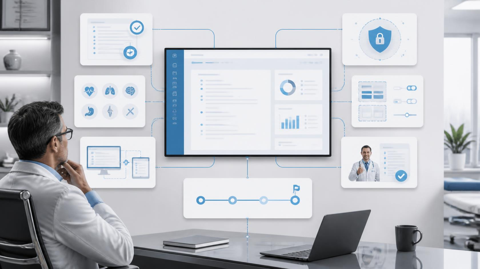 Healthcare administrator evaluating AI documentation accuracy, security, EHR integration, and customization