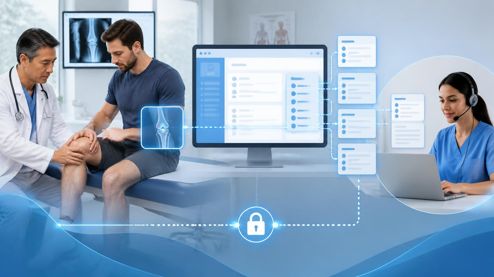 Virtual medical scribe organizing clinical information across an EHR documentation workflow