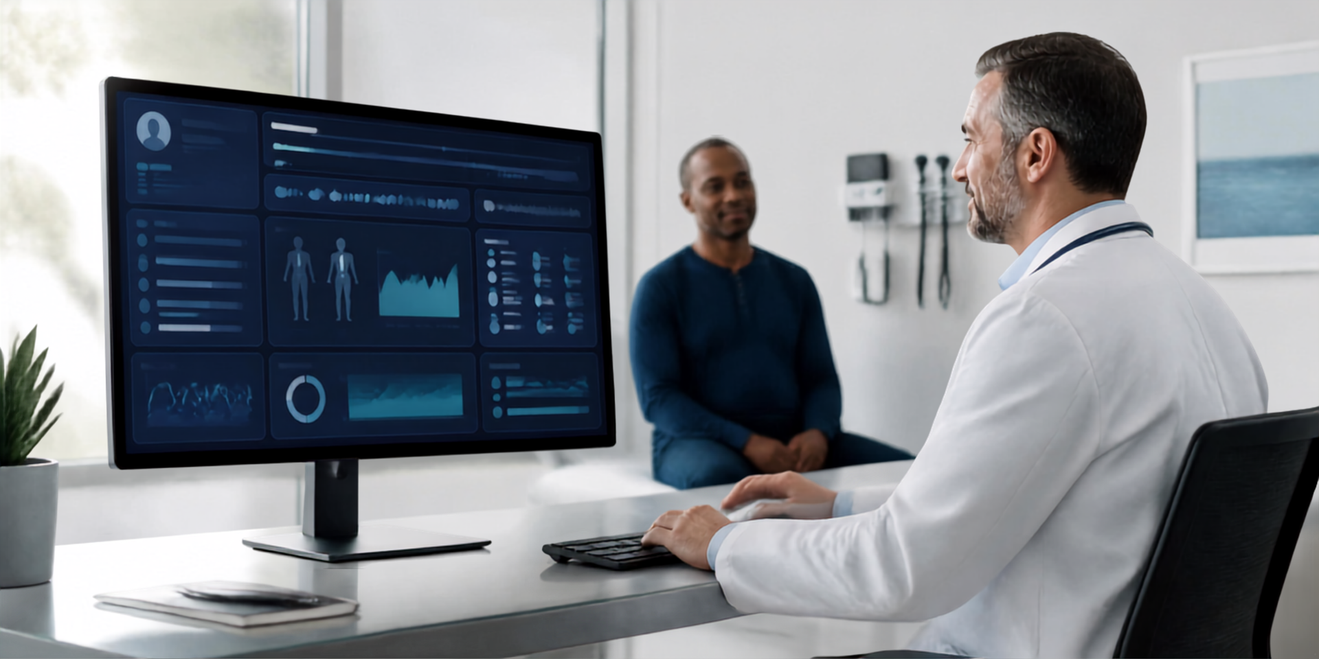 Physician reviewing organized clinical note after patient consultation