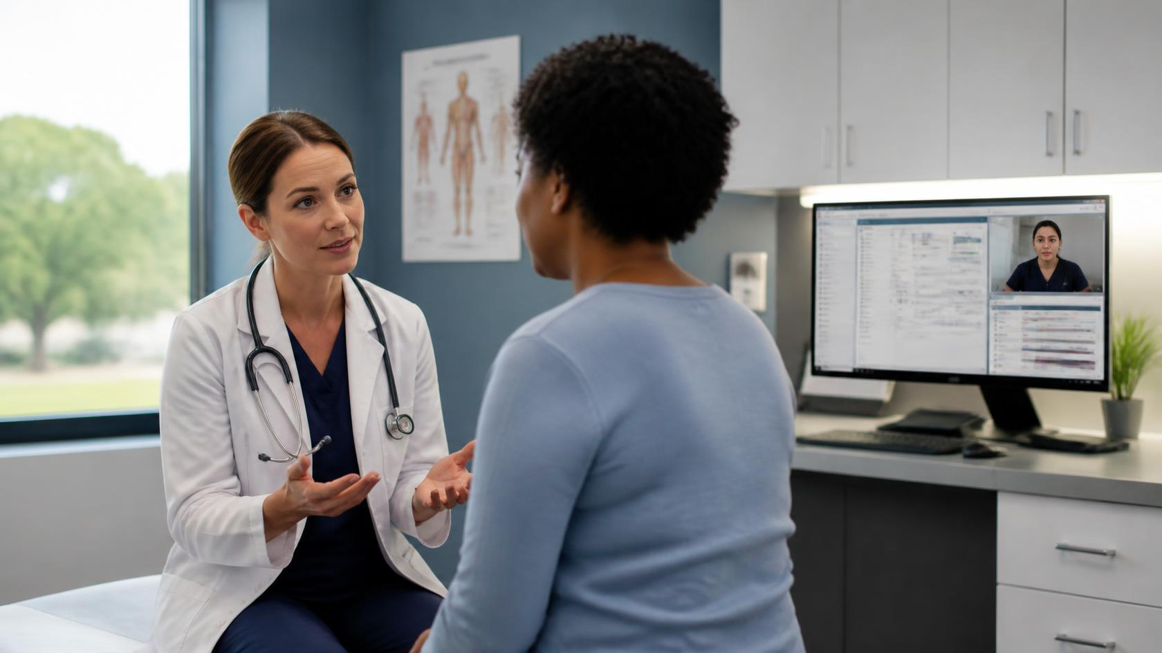 Virtual medical scribe organizing clinical information during physician-patient consultation