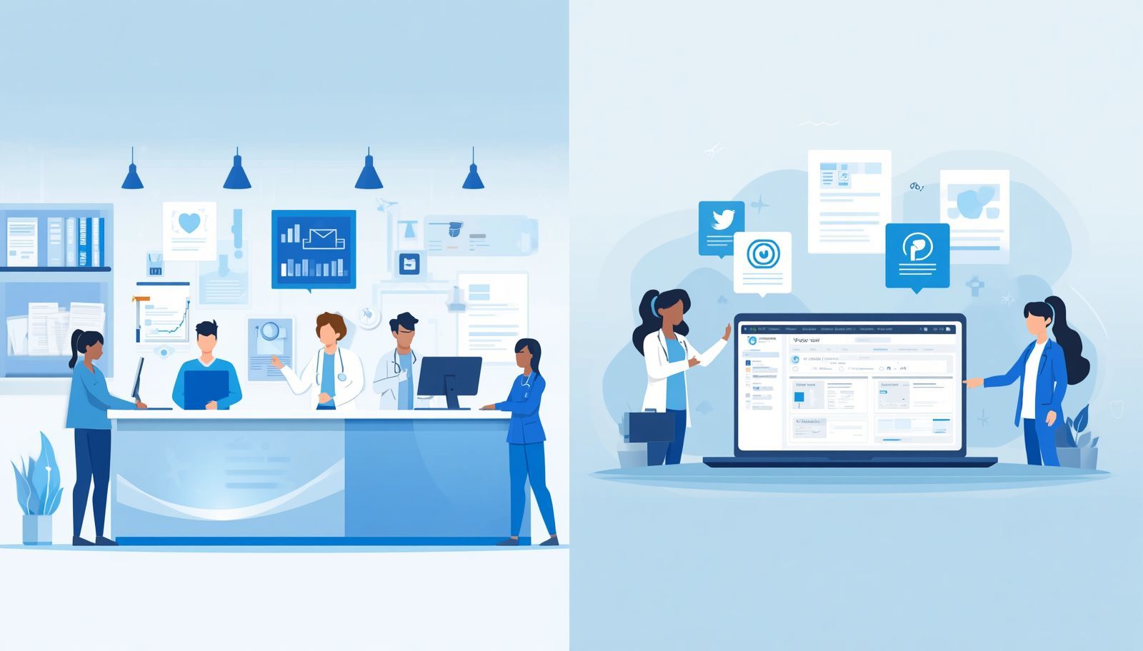 Healthcare virtual assistant supporting patient intake workflows, EHR documentation, and front desk 