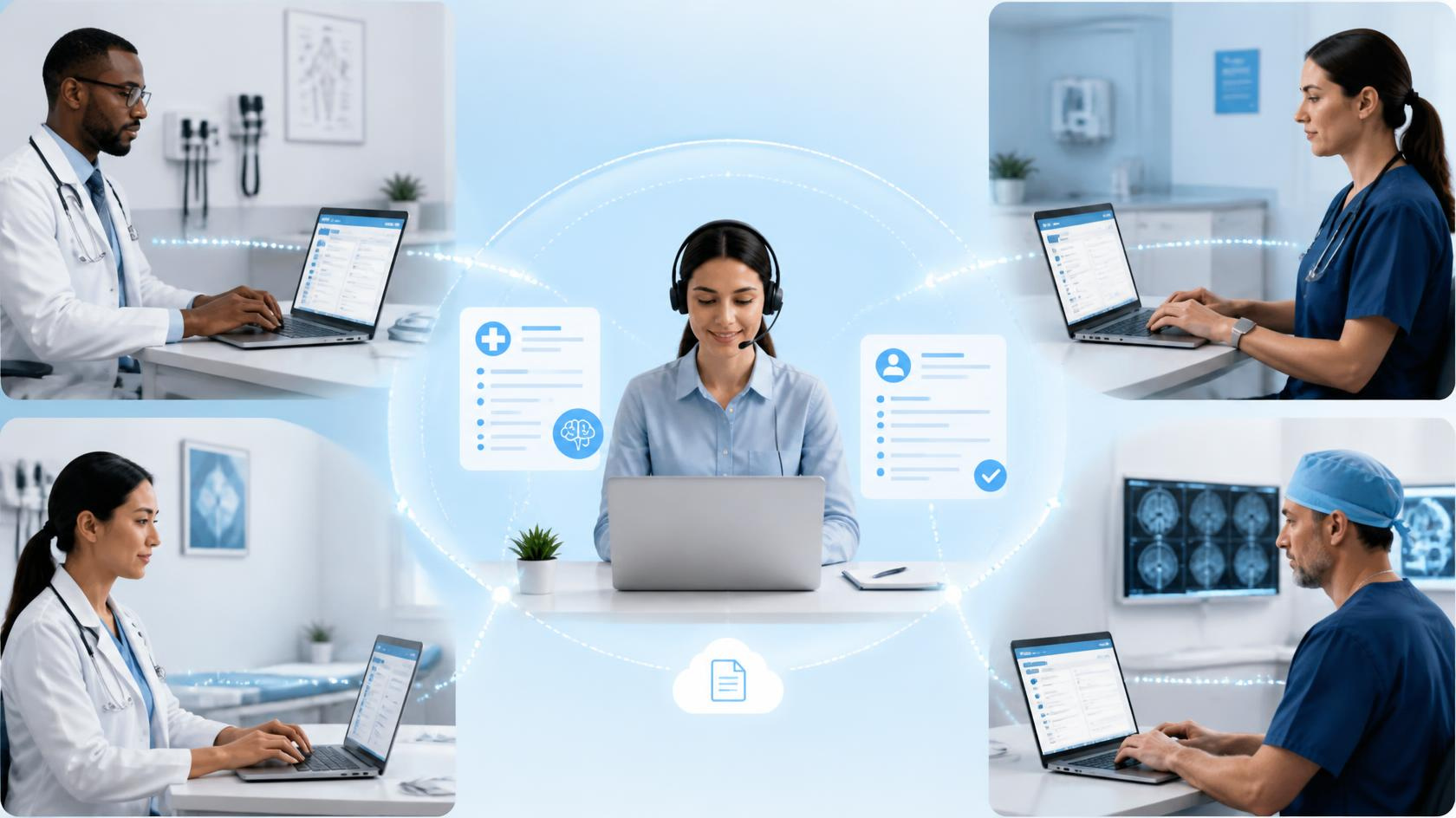 Physician learning to use an AI medical scribe during a patient encounter