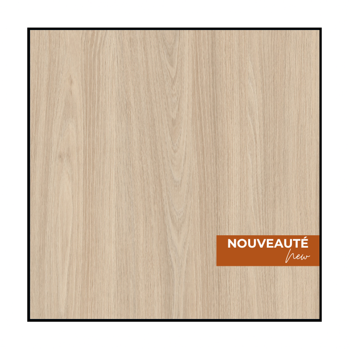A picture of a wooden surface with a label that says nouveaute new