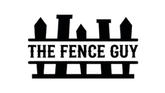 Black fence silhouette with the text “THE FENCE GUY” in bold black letters