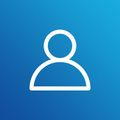 White outline of a person on a blue gradient background.