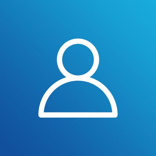 White outline of a person on a blue gradient background.