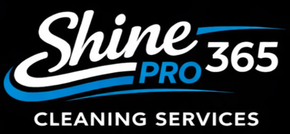 The Shine Pro 365 Cleaning Services logo, featuring white and blue text against a black background.