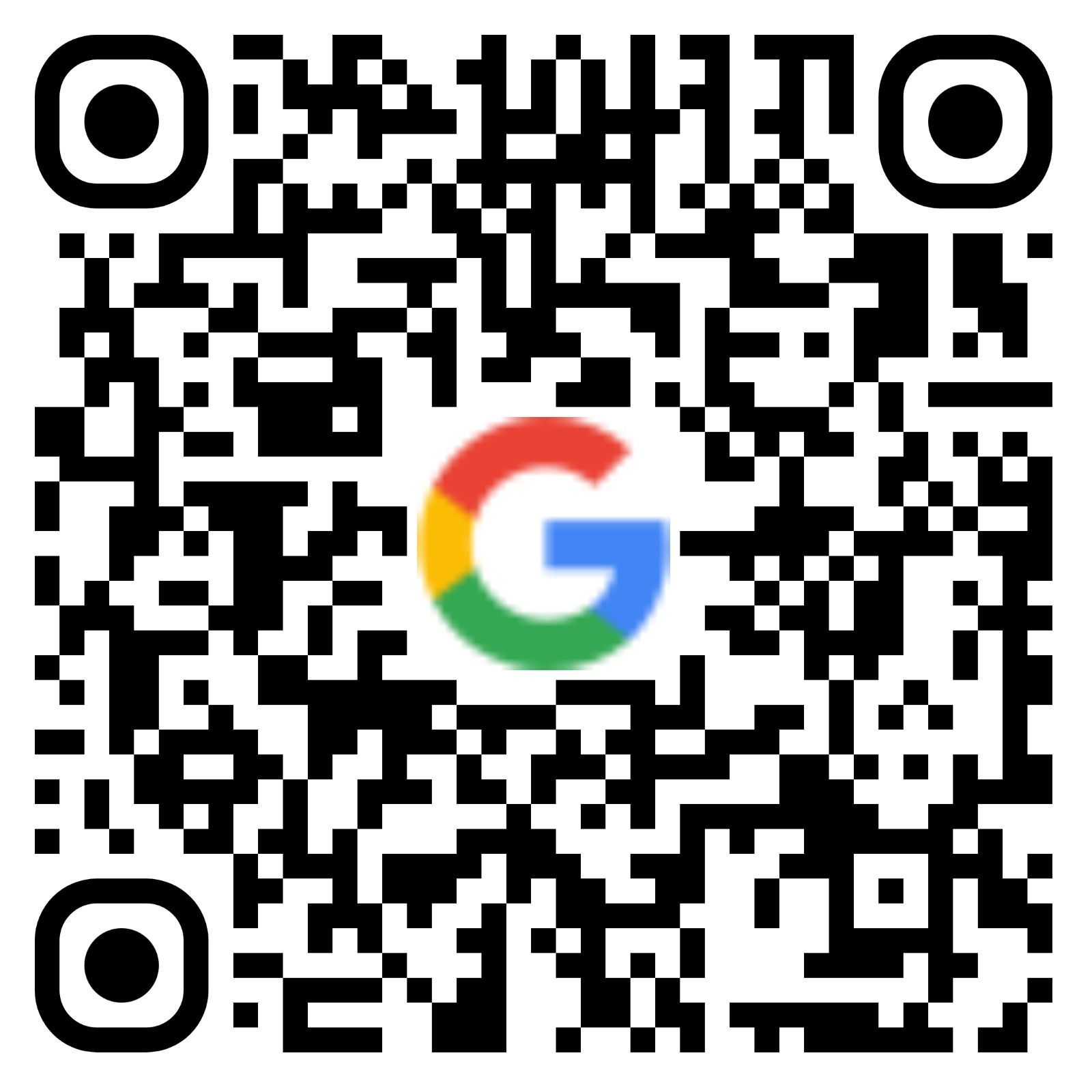 Google logo inside a black-and-white QR code on a white background