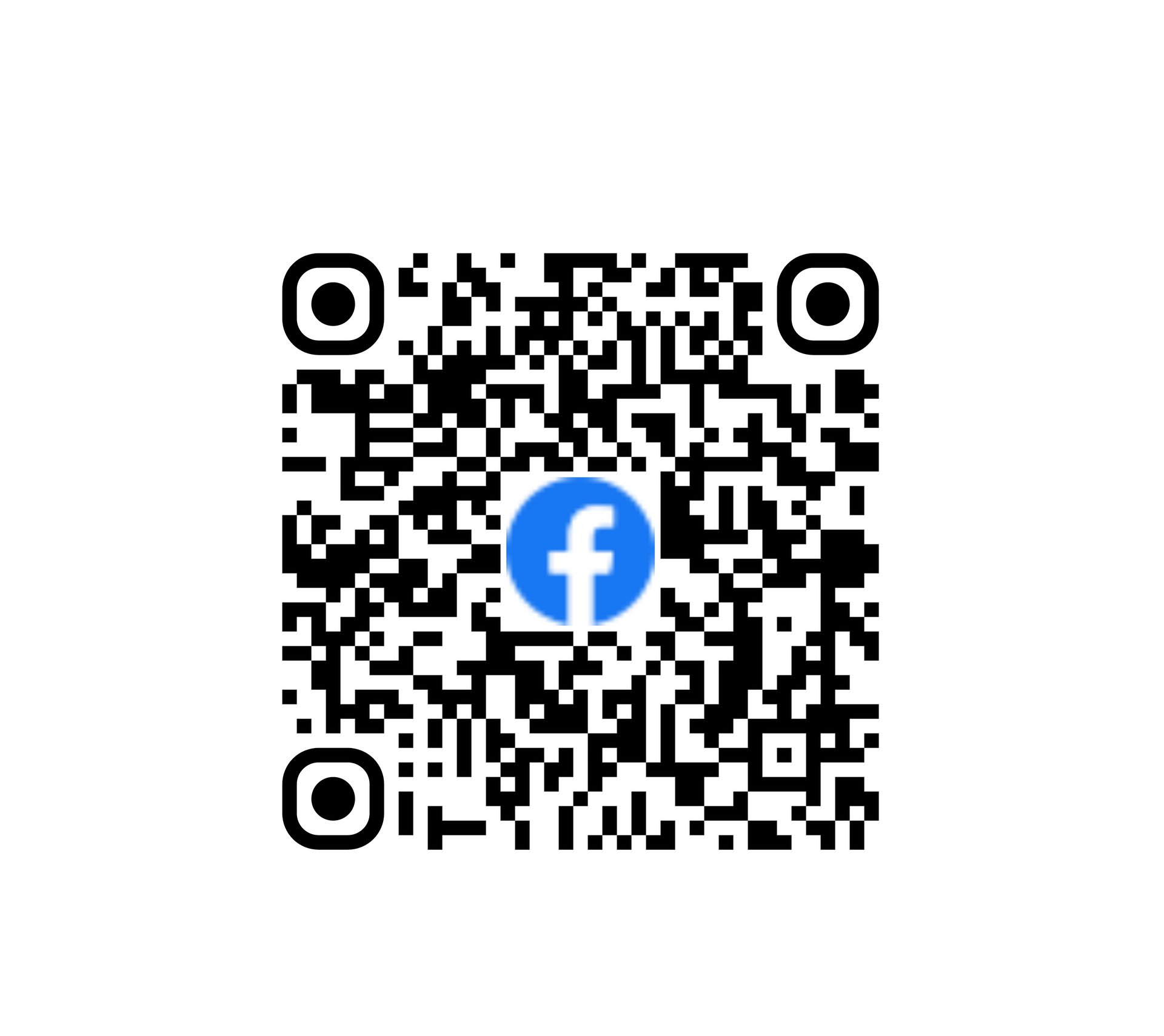 QR code with a blue Facebook logo in the center on a white background