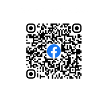 QR code with a blue Facebook logo in the center on a white background