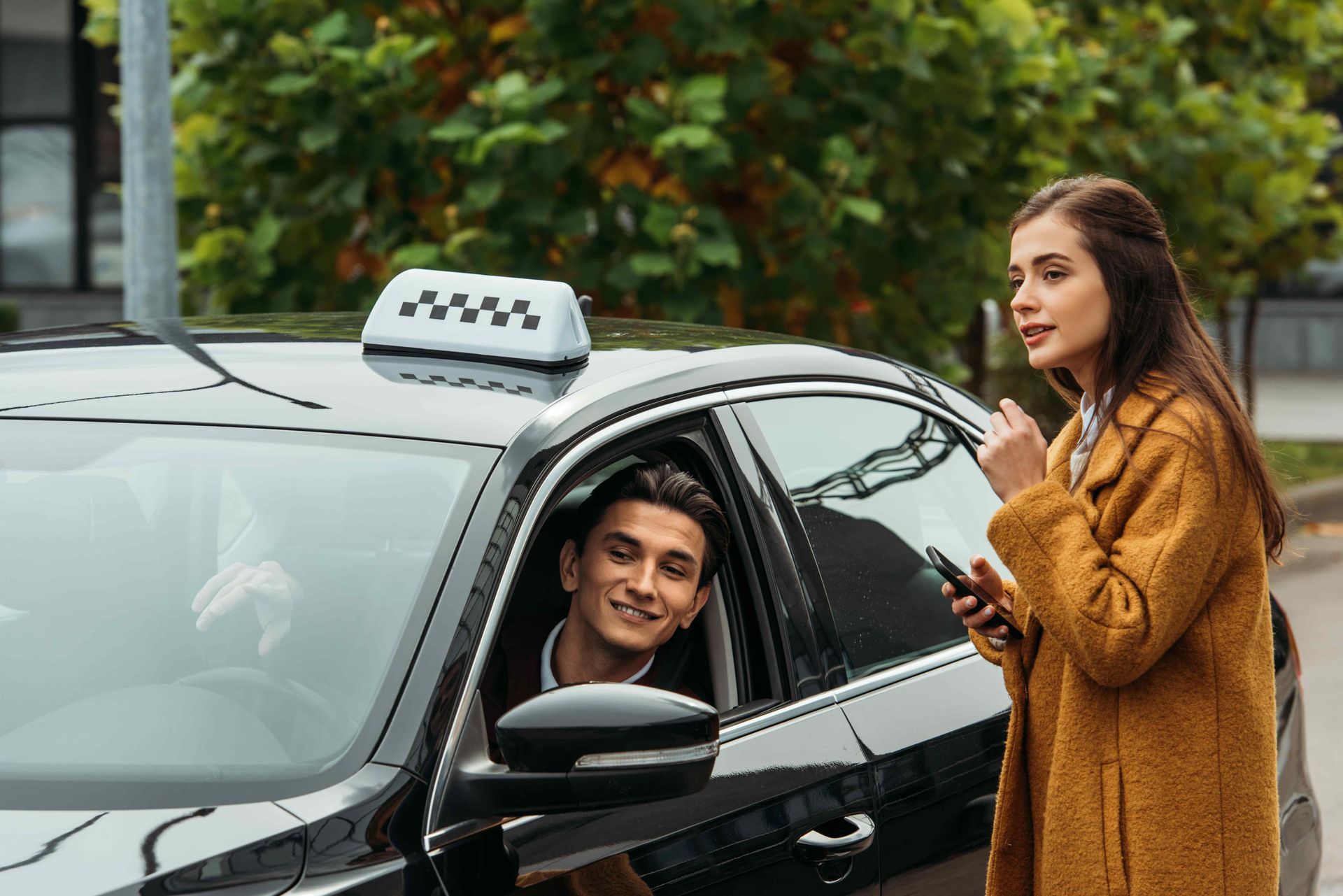 A female asking a friendly male driver for a ride to a location. Clicking this picture takes you to Ride Share Accidents.