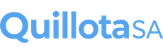 Logotipo de Quillota SA con texto azul claro y azul oscuro sobre fondo blanco
